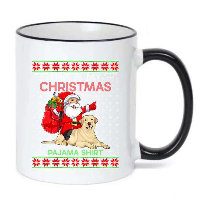 Ugly Sweater Santa Riding Labrador Retriever Dog Christmas Funny Gift Black Color Changing Mug