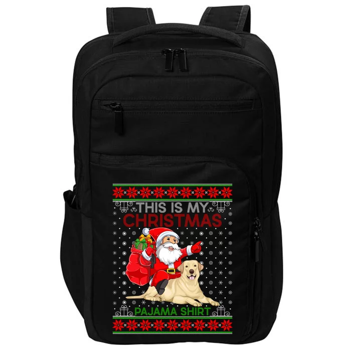 Ugly Sweater Santa Riding Labrador Retriever Dog Christmas Funny Gift Impact Tech Backpack