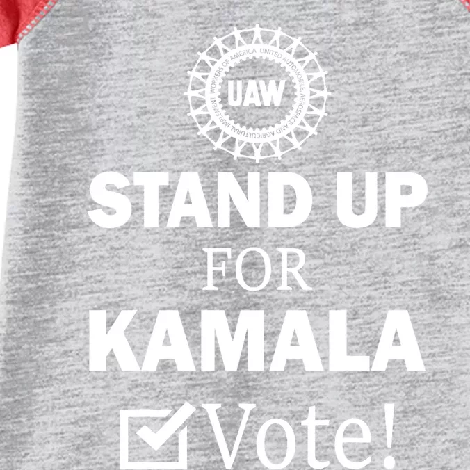 Uaw Strike Stand Up For Kamala Vote Uaw Red President Kamala Harris 2024 Vote Infant Baby Jersey Bodysuit