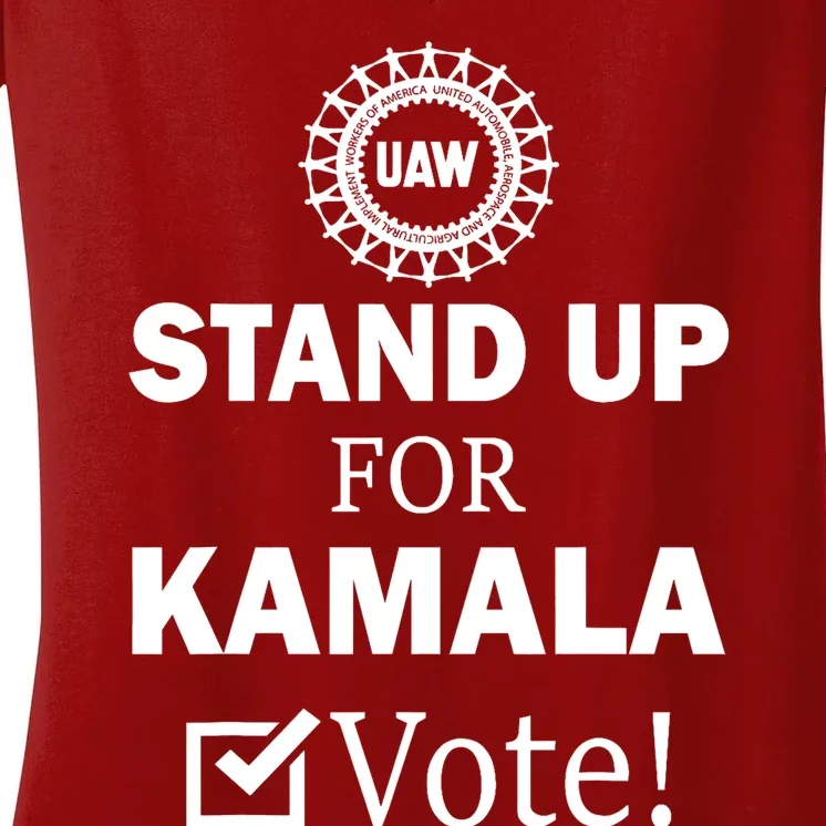 Uaw Strike Stand Up For Kamala Vote Uaw Red President Kamala Harris 2024 Vote Women's V-Neck T-Shirt