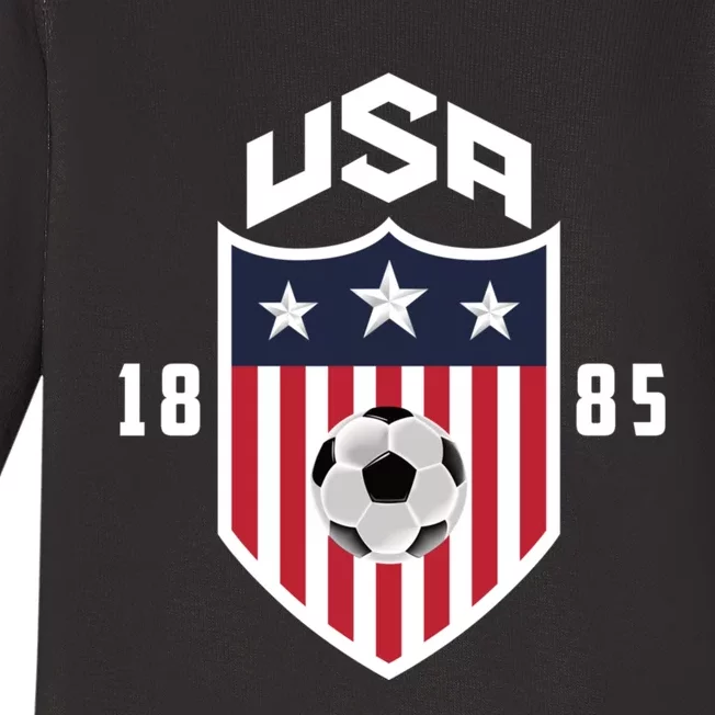 USA Soccer Shirt 1885 American Soccer USA Jersey Fan Baby Long Sleeve Bodysuit