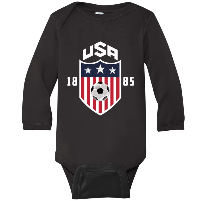 USA Soccer Shirt 1885 American Soccer USA Jersey Fan Baby Long Sleeve Bodysuit