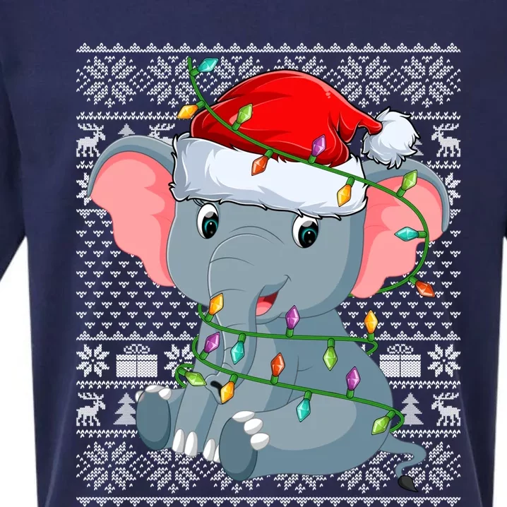 Ugly Sweater Style Xmas Lights Santa Elephant Christmas Great Gift Sueded Cloud Jersey T-Shirt