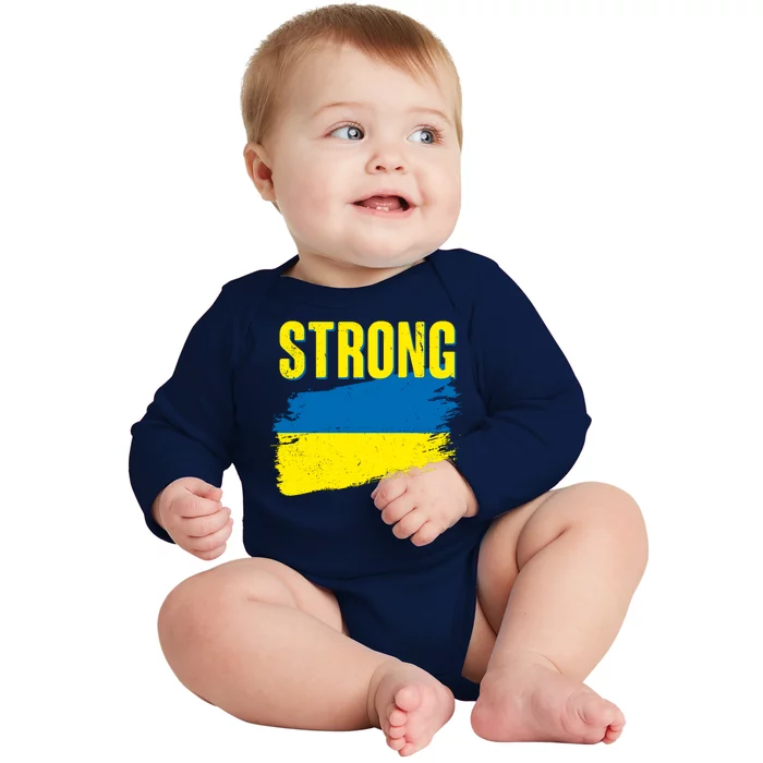 Ukraine Strong Stand With Ukraine Flag Baby Long Sleeve Bodysuit