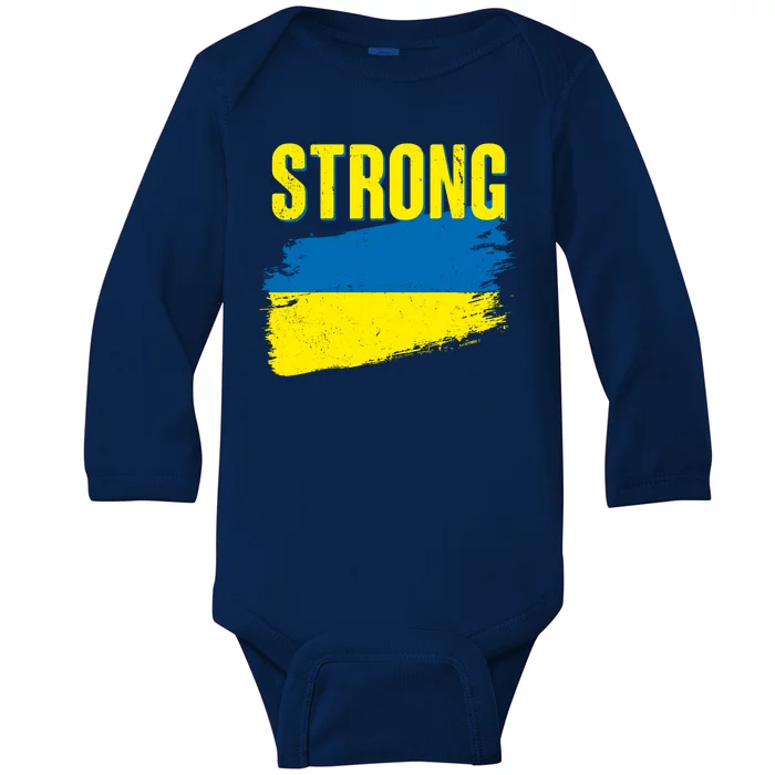 Ukraine Strong Stand With Ukraine Flag Baby Long Sleeve Bodysuit