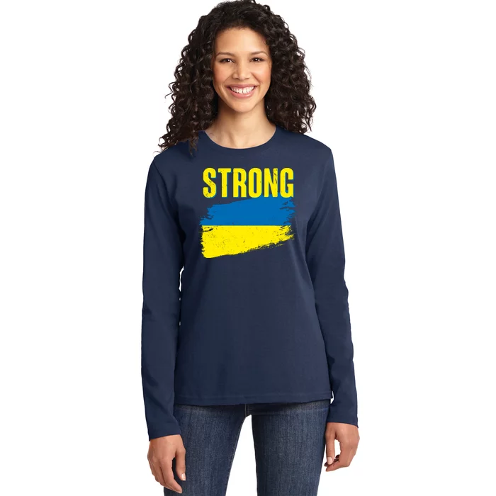 Ukraine Strong Stand With Ukraine Flag Ladies Long Sleeve Shirt