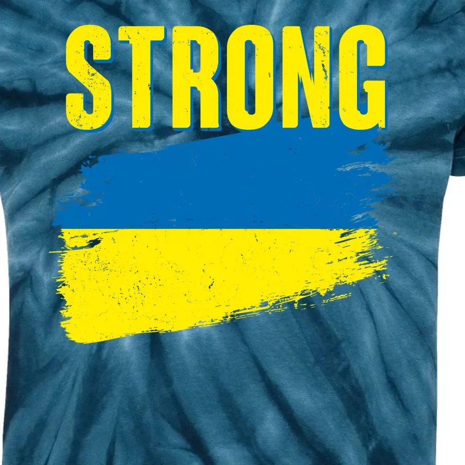 Ukraine Strong Stand With Ukraine Flag Kids Tie-Dye T-Shirt