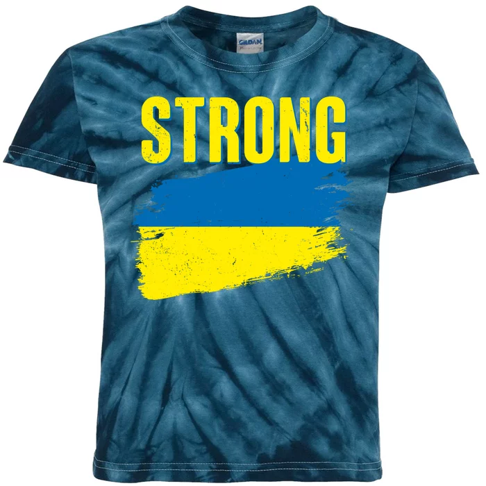 Ukraine Strong Stand With Ukraine Flag Kids Tie-Dye T-Shirt