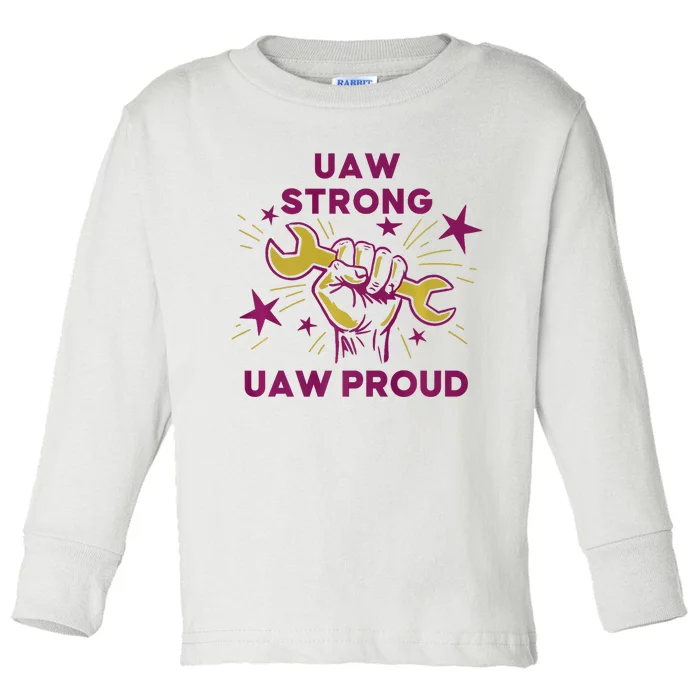 UAW Strong Solidarity UAW Proud Union UAW Laborer Worker Toddler Long Sleeve Shirt