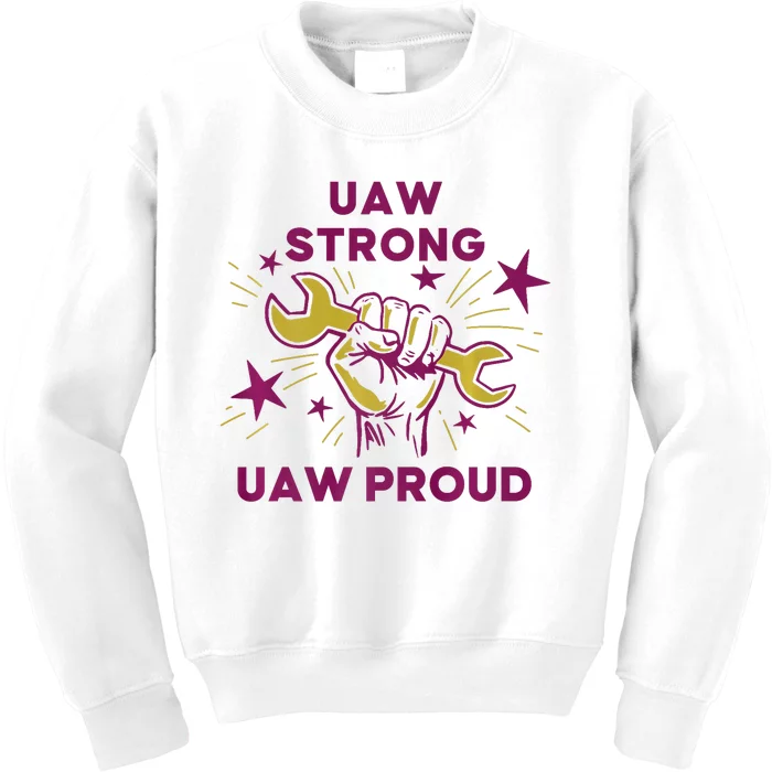 UAW Strong Solidarity UAW Proud Union UAW Laborer Worker Kids Sweatshirt