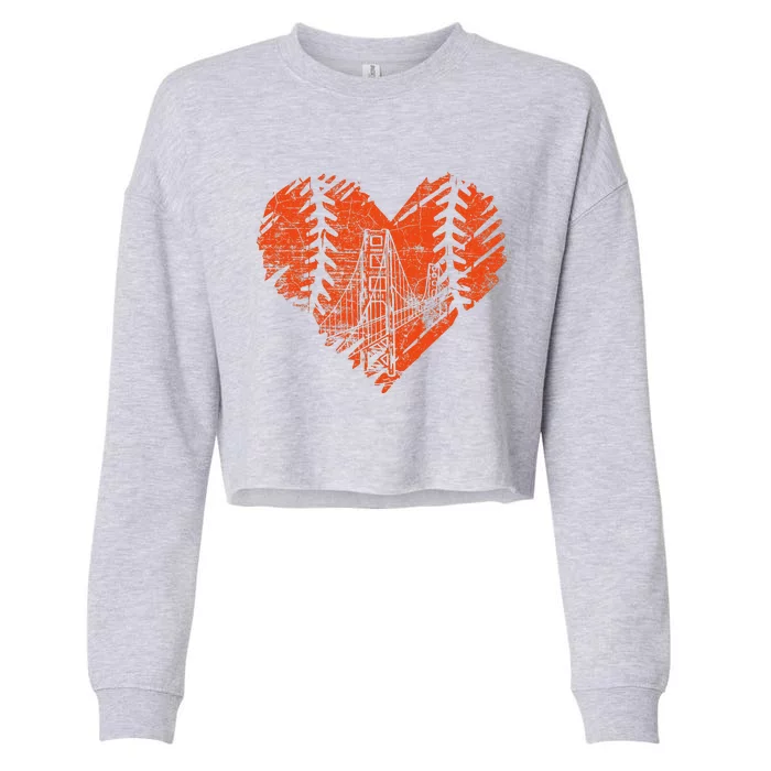 Us State San Francisco Baseball Vintage Heart Cropped Pullover Crew