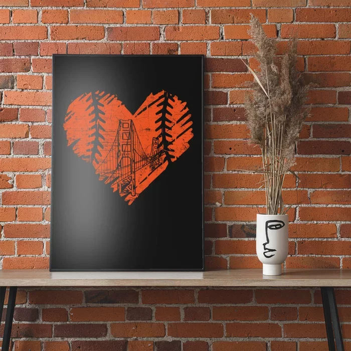 US State San Francisco Baseball Vintage Heart Poster