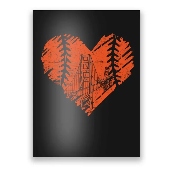 US State San Francisco Baseball Vintage Heart Poster