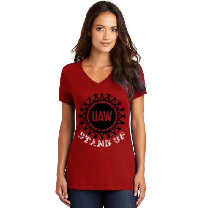 Uaw Strike Stand Up Uaw United Auto Workers Union Uaw Red Women's V-Neck T-Shirt