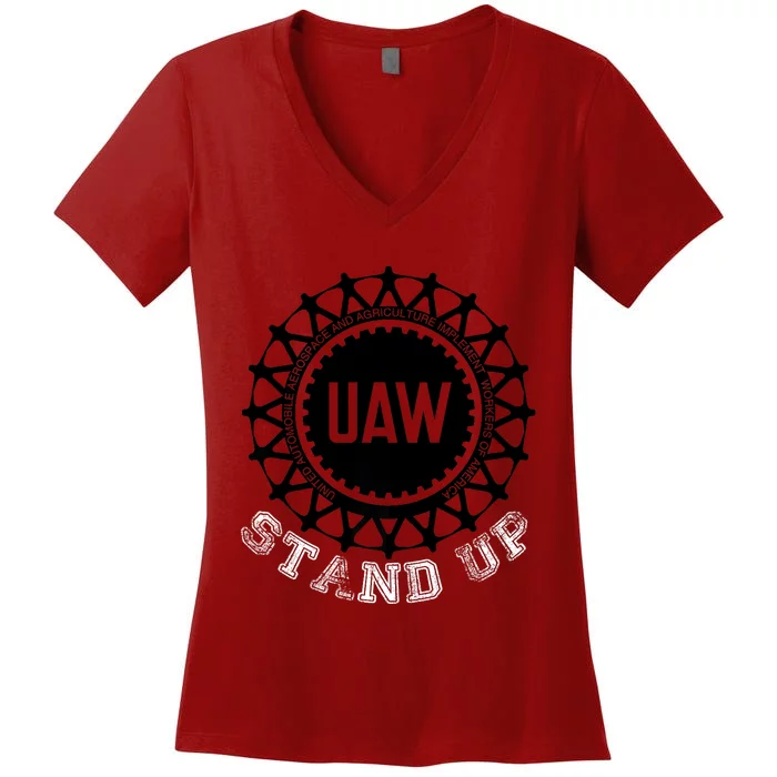 Uaw Strike Stand Up Uaw United Auto Workers Union Uaw Red Women's V-Neck T-Shirt