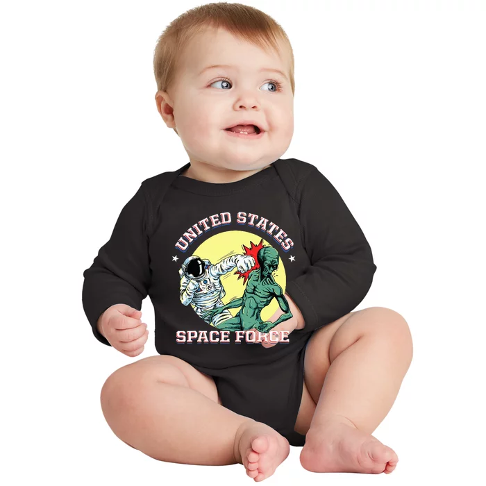 United States Space Force Funny Space Lover & Ufo Alien Baby Long Sleeve Bodysuit