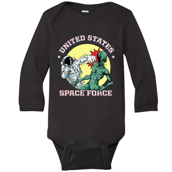 United States Space Force Funny Space Lover & Ufo Alien Baby Long Sleeve Bodysuit