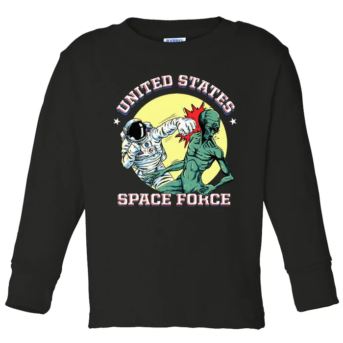 United States Space Force Funny Space Lover & Ufo Alien Toddler Long Sleeve Shirt