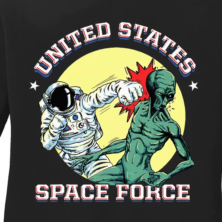 United States Space Force Funny Space Lover & Ufo Alien Ladies Long Sleeve Shirt