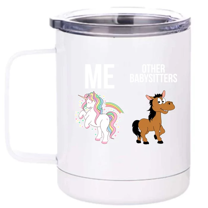 Unicorn Sitter Sitting Sitters Meaningful Gift Front & Back 12oz Stainless Steel Tumbler Cup