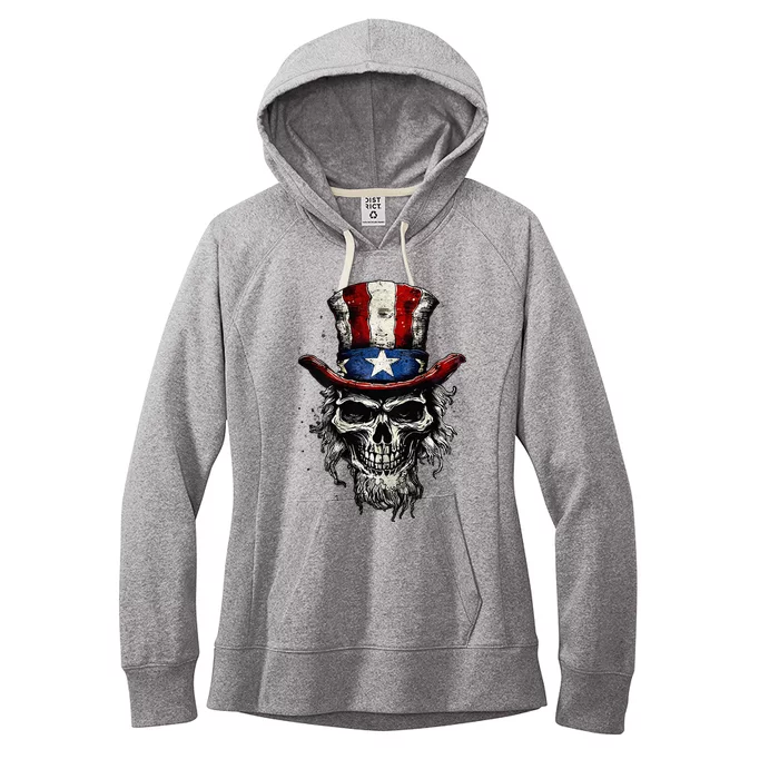 uncle sam skull Women's Fleece Hoodie