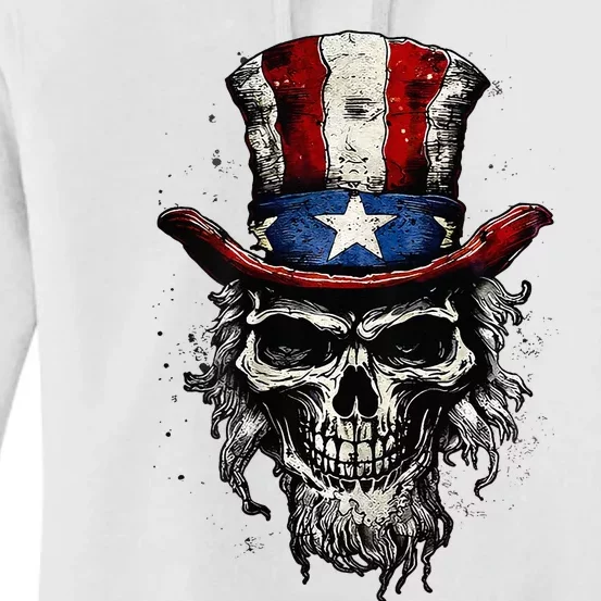 uncle sam skull Women's Pullover Hoodie