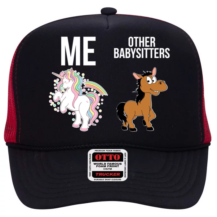 Unicorn Sitter Sitting Sitters Gift High Crown Mesh Trucker Hat