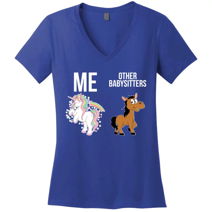 Unicorn Sitter Sitting Sitters Gift Women's V-Neck T-Shirt