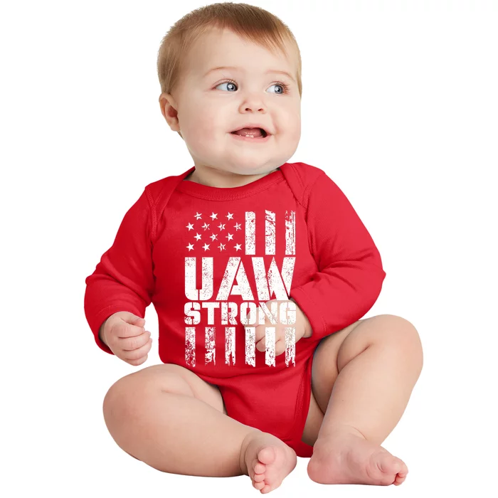 UAW Strong Solidarity UAW Proud Union UAW Laborer Worker Baby Long Sleeve Bodysuit