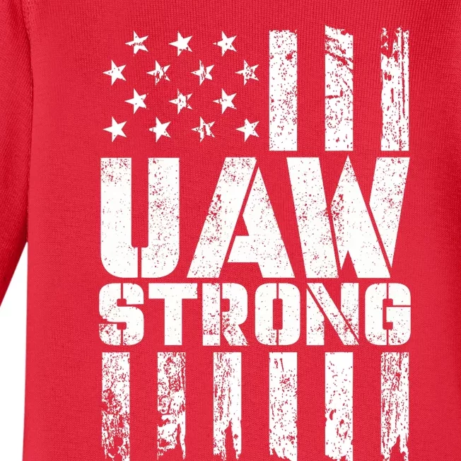 UAW Strong Solidarity UAW Proud Union UAW Laborer Worker Baby Long Sleeve Bodysuit