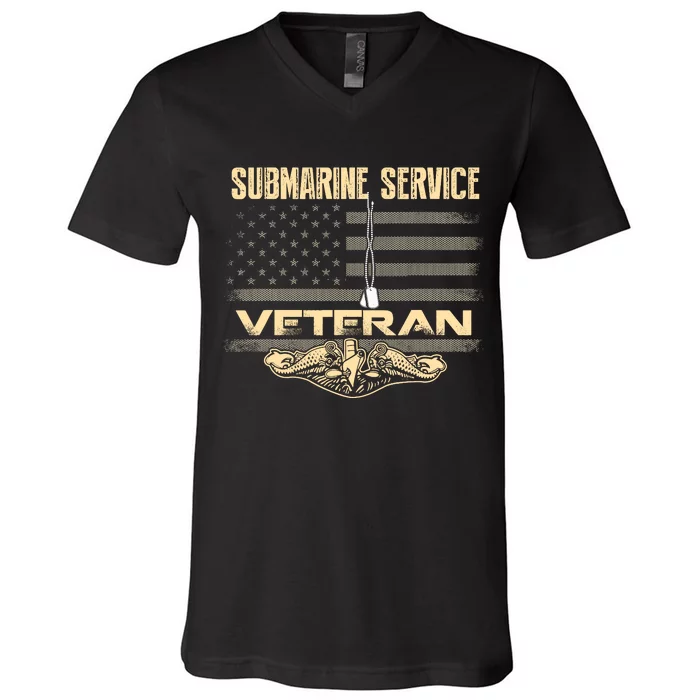 Us Submarine Service Veteran For Veteran Submariner V-Neck T-Shirt