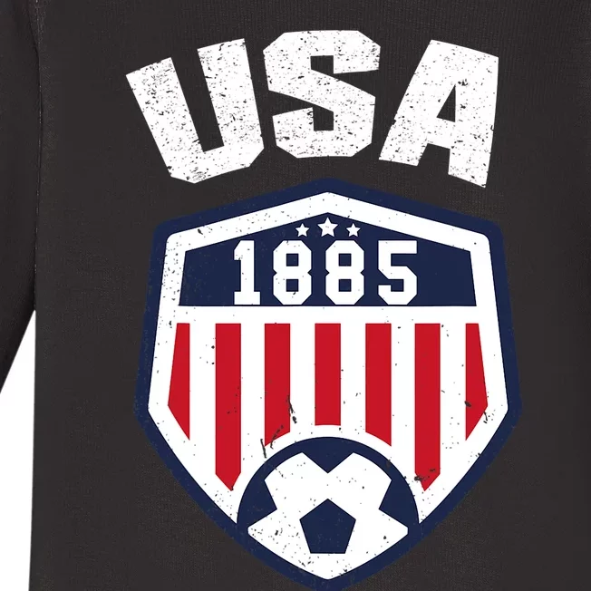 USA Soccer Shirt 1885 American Soccer USA Jersey Fan Baby Long Sleeve Bodysuit