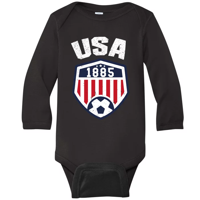 USA Soccer Shirt 1885 American Soccer USA Jersey Fan Baby Long Sleeve Bodysuit