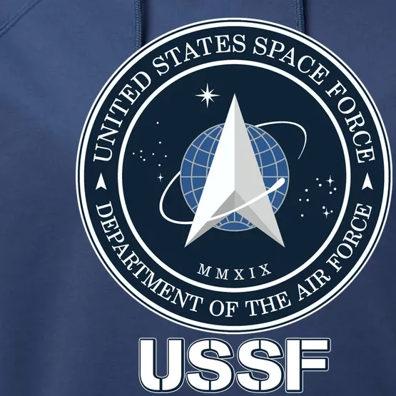 USSF Space Force Dept Of The Air Force Logo Performance Fleece Hoodie