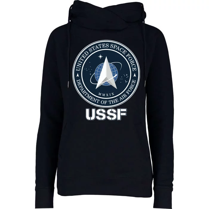 USSF Space Force Dept Of The Air Force Logo Womens Funnel Neck Pullover Hood