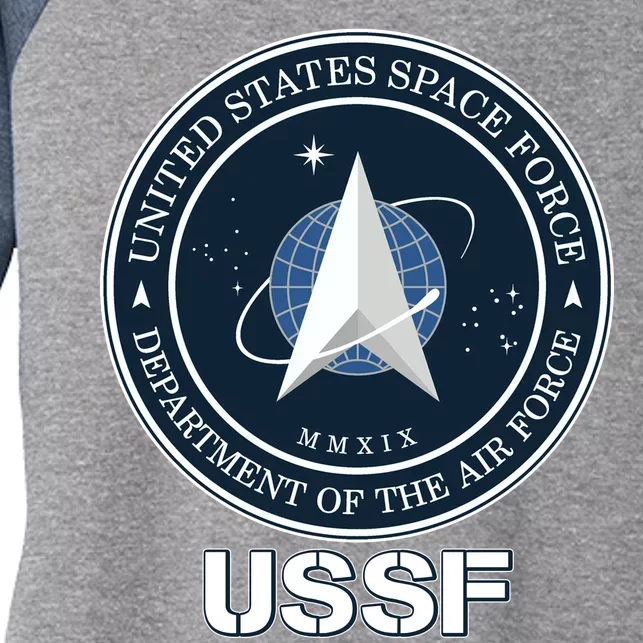 USSF Space Force Dept Of The Air Force Logo Women's Tri-Blend 3/4-Sleeve Raglan Shirt