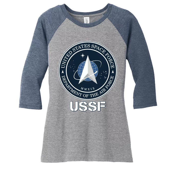 USSF Space Force Dept Of The Air Force Logo Women's Tri-Blend 3/4-Sleeve Raglan Shirt