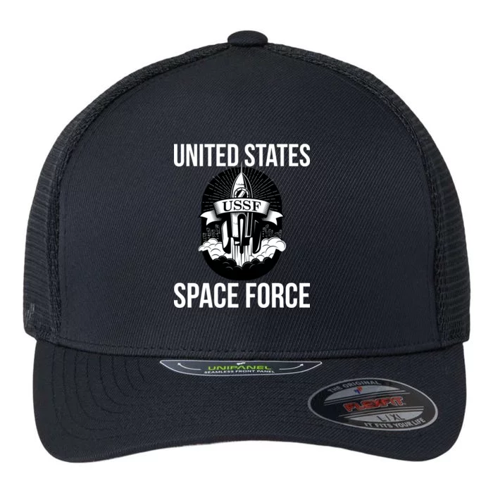 USSF United States Space Force Rocket Blast Flexfit Unipanel Trucker Cap