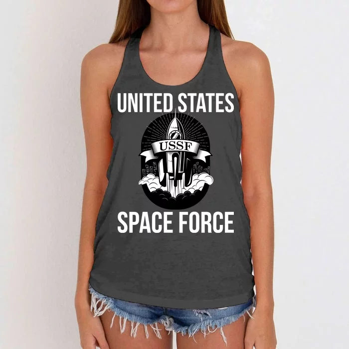 USSF United States Space Force Rocket Blast Women's Knotted Racerback Tank