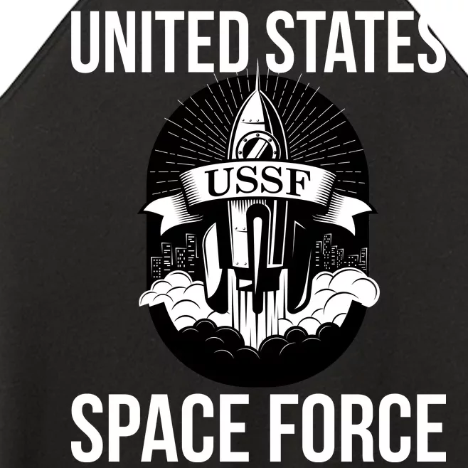 USSF United States Space Force Rocket Blast Women’s Perfect Tri Rocker Tank