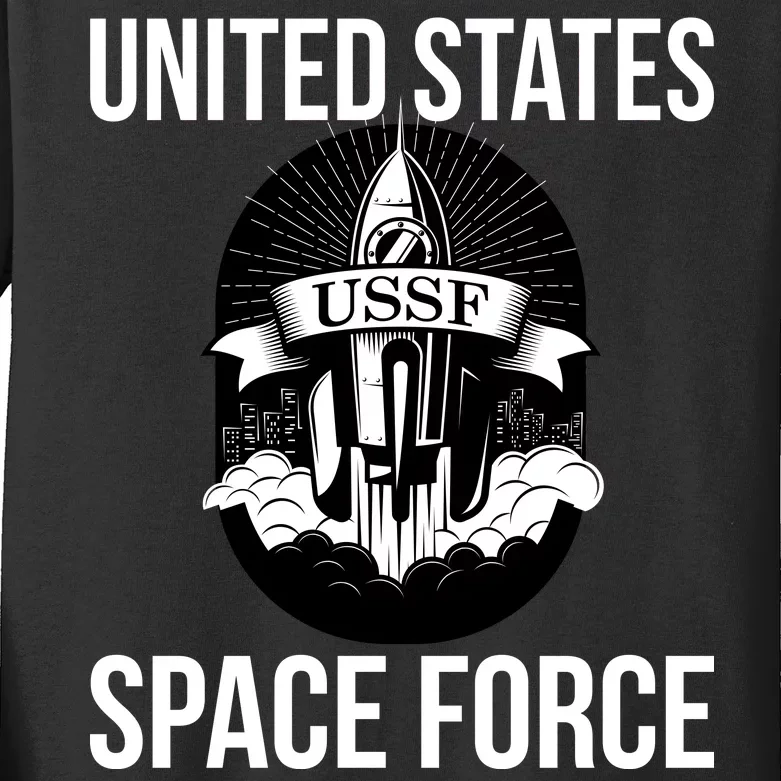 USSF United States Space Force Rocket Blast Kids Long Sleeve Shirt