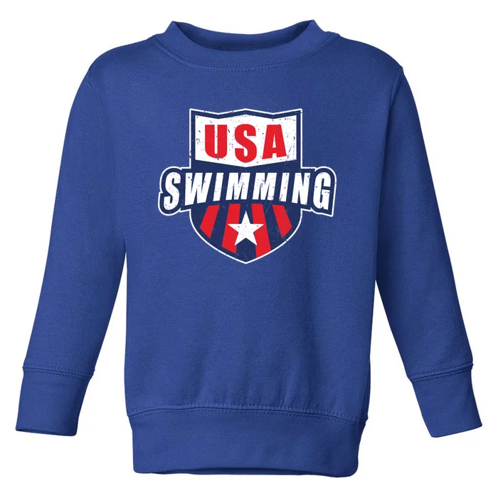 Usa Swimming Team Sports Athlete Us Swim Aquatic Design Gift Toddler Sweatshirt