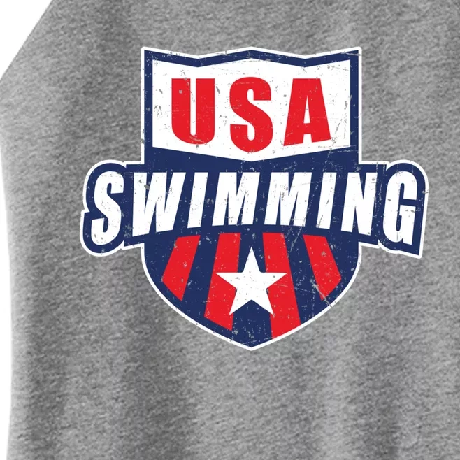 Usa Swimming Team Sports Athlete Us Swim Aquatic Design Gift Women’s Perfect Tri Rocker Tank