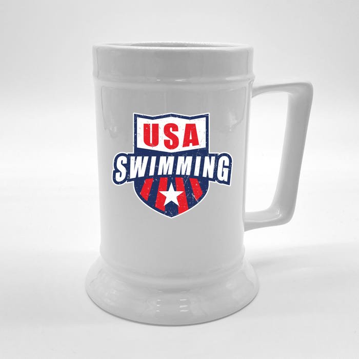 Usa Swimming Team Sports Athlete Us Swim Aquatic Design Gift Front & Back Beer Stein