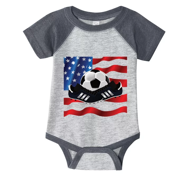 US Soccer Fan Team USA Ball Flag Infant Baby Jersey Bodysuit