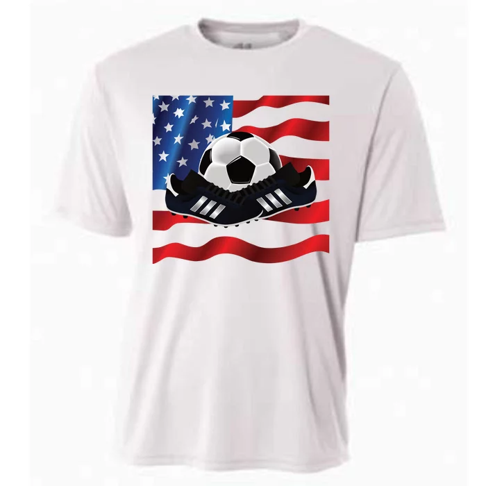 US Soccer Fan Team USA Ball Flag Cooling Performance Crew T-Shirt