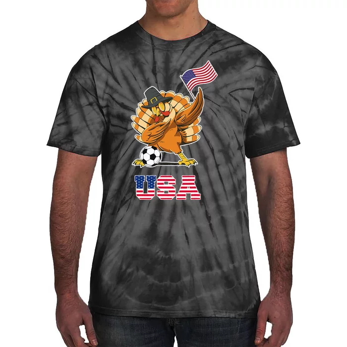 USA Soccer Thanksgiving Turkey Flag Patriotic Tie-Dye T-Shirt