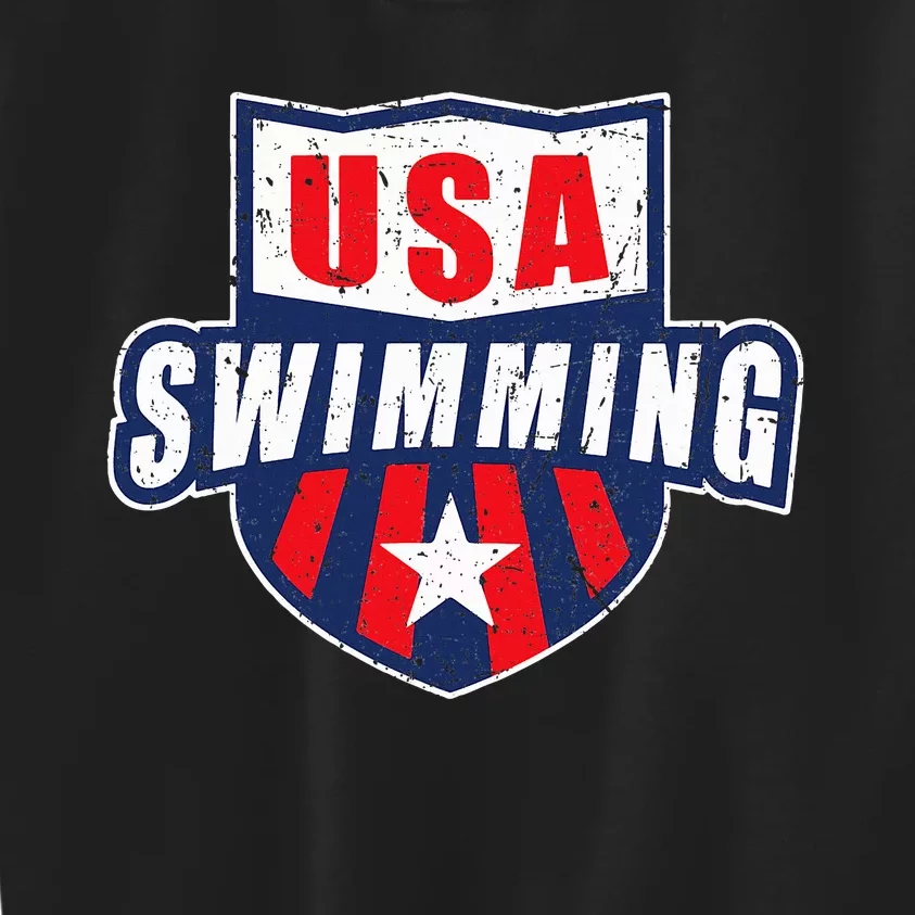 Usa Swimming Team Sports Athlete Us Swim Aquatic Kids Sweatshirt