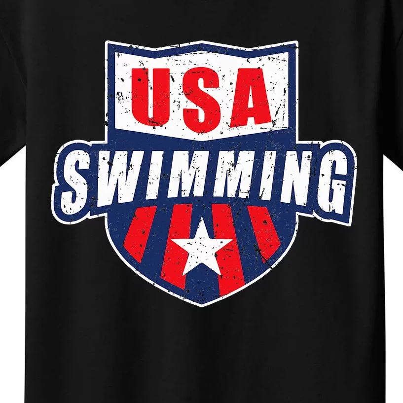 Usa Swimming Team Sports Athlete Us Swim Aquatic Kids T-Shirt