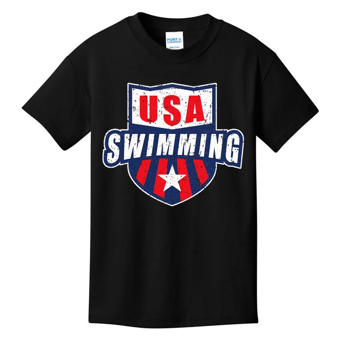 Usa Swimming Team Sports Athlete Us Swim Aquatic Kids T-Shirt